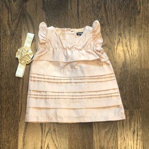 Gold Dress with ruffles and headband